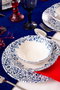 Hermia Laleli Juego de Cena de Porcelana 18 Piezas Blanco y Azul